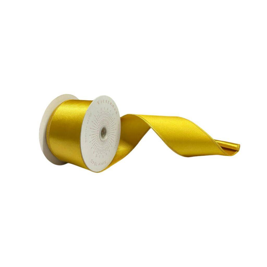2.5" x 10Yd Antique Gold Satin Christmas Ribbon 1