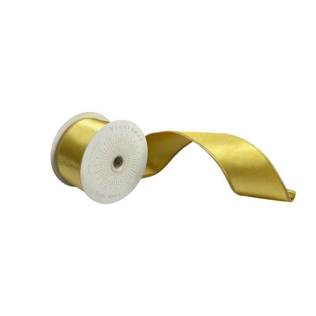2.5" x 10Yd Honey Gold Satin Christmas Ribbon 1