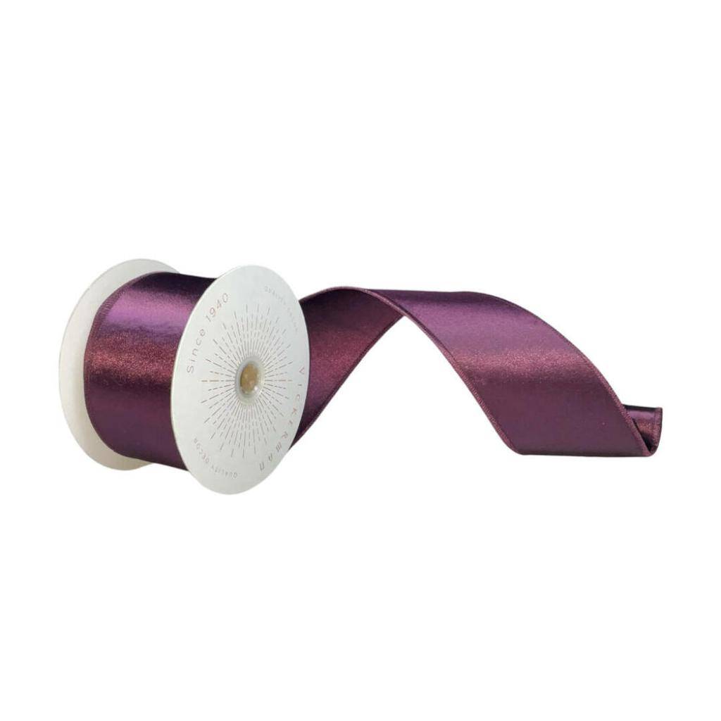 2.5" x 10Yd Burgundy Satin Christmas Ribbon 1