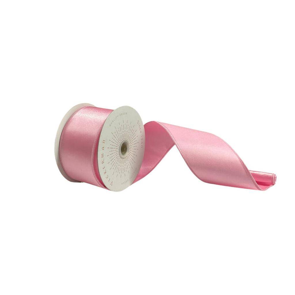 2.5" x 10Yd Pink Satin Christmas Ribbon 1