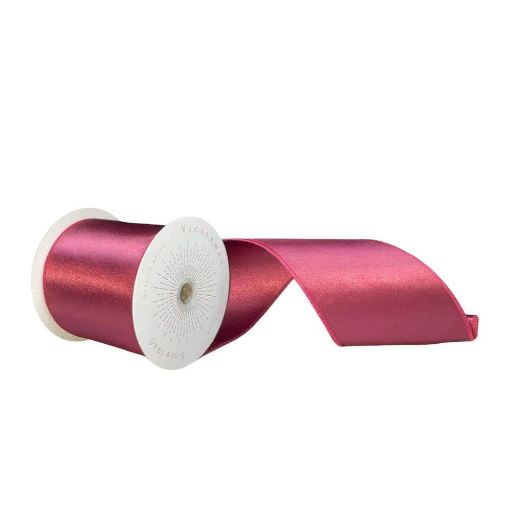 4" x 10Yd Berry Red Satin Christmas Ribbon 1