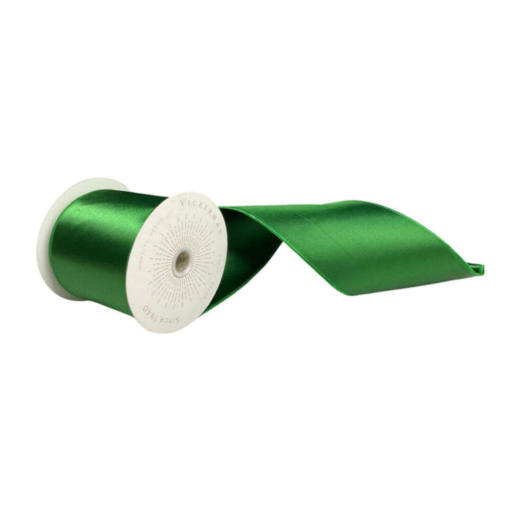 4" x 10Yd Emerald  Satin Christmas Ribbon 1
