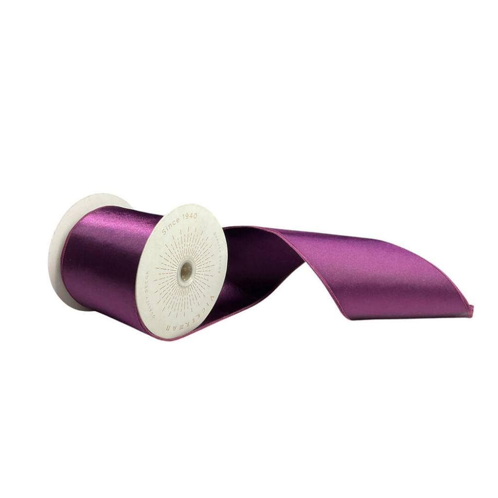 4" x 10Yd Plum Satin Christmas Ribbon 1
