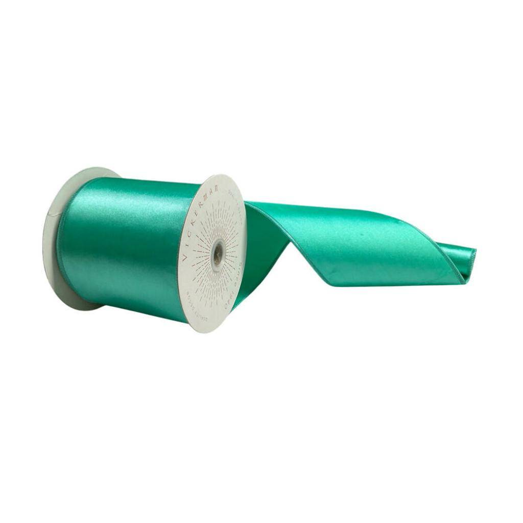 4" x 10Yd Teal Satin Christmas Ribbon 1