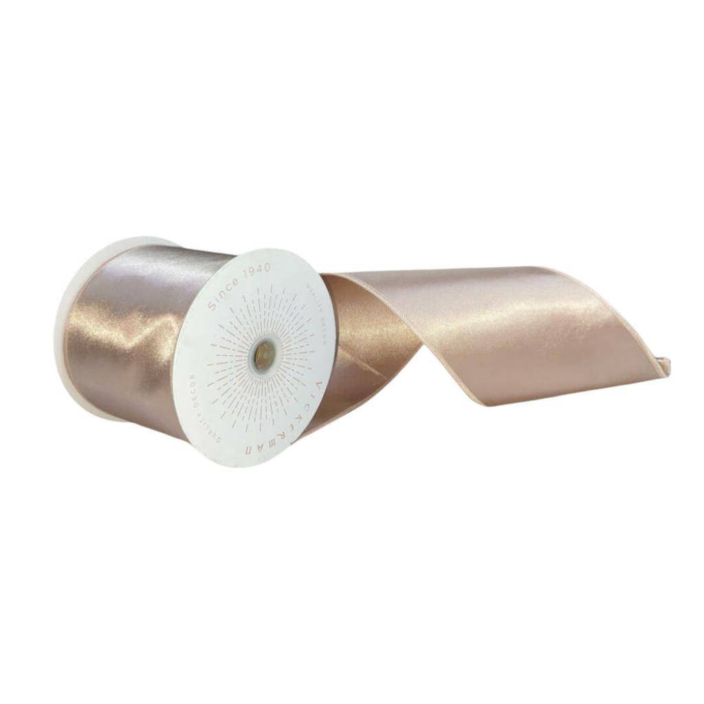 4" x 10Yd Cafe Latte Satin Christmas Ribbon 1
