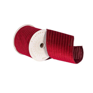 4" x 10Yd Burgundy Velvet Satin Back Lining Christmas Ribbon 1