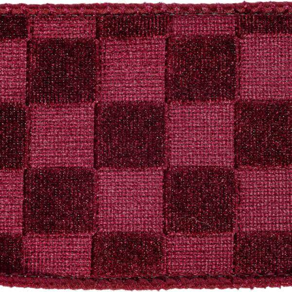 2.5" x 10Yd Burgundy Shiny Velvet Checkered Christmas Ribbon 2