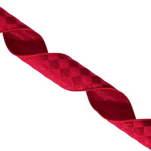 2.5" x 10Yd Red Velvet Checkered Christmas Ribbon 3