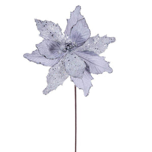 20" Silver Velvet Sugar Poinsettia Artificial Spray (3 Pack) 1