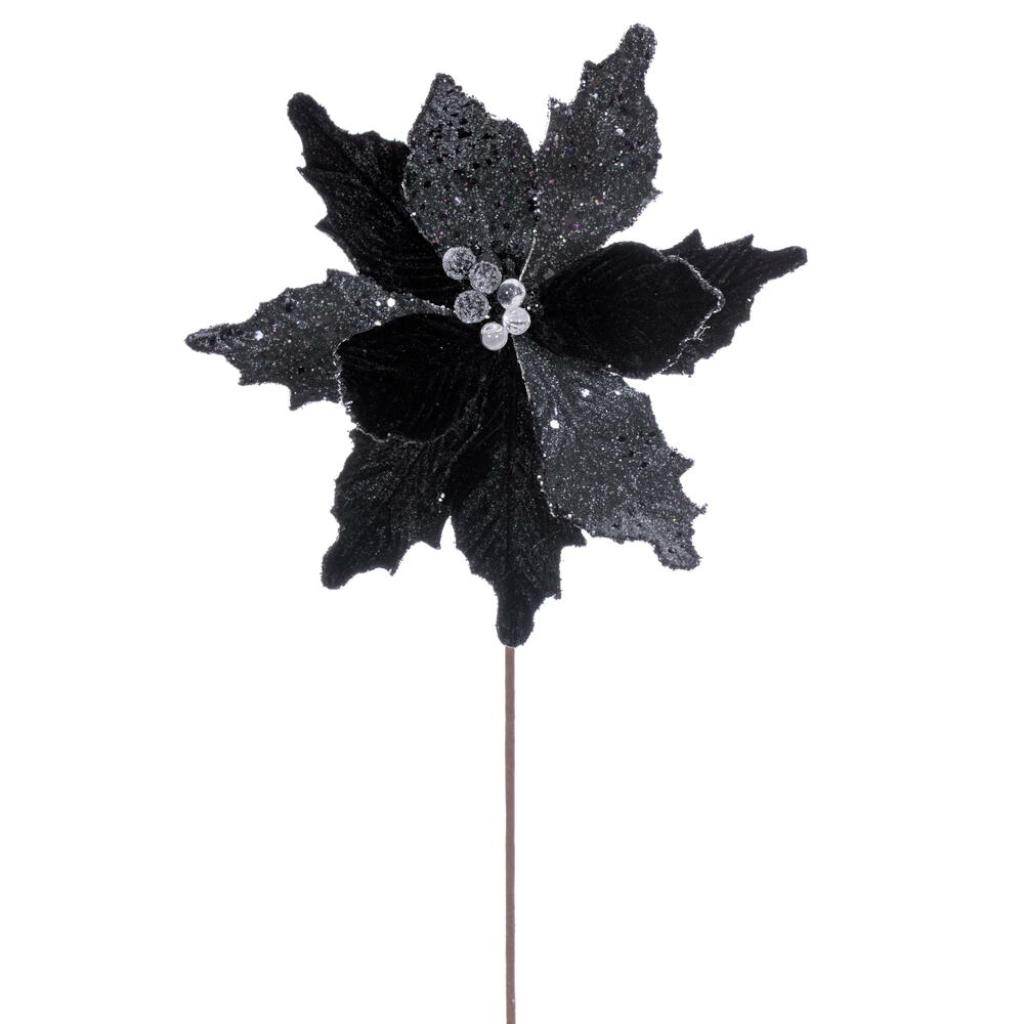 20" Black Velvet Sugar Poinsettia Artificial Spray (3 Pack) 1