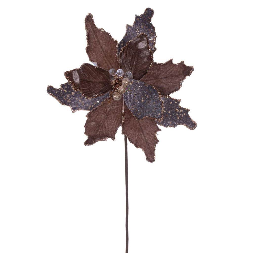 20" Mocha Velvet Sugar Poinsettia Artificial Spray (3 Pack) 1
