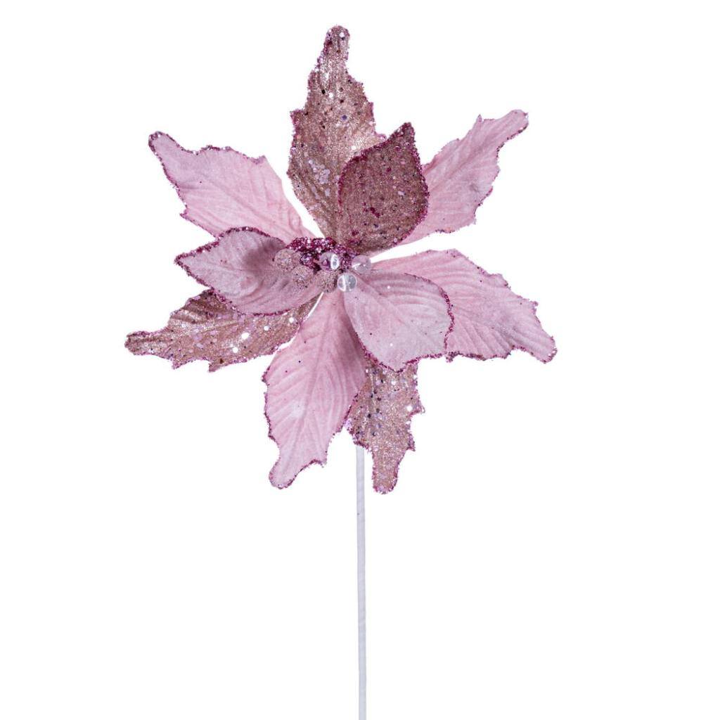 20" Pink Velvet Deluxe Sugar Poinsettia Artificial Spray (3 Pack) 1