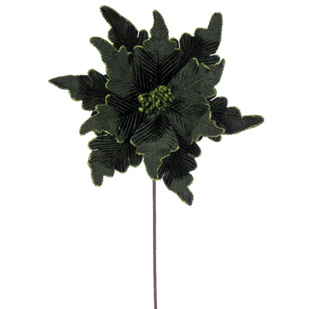 20" Green Deluxe Velvet Poinsettia Artificial Spray (3 Pack) 1