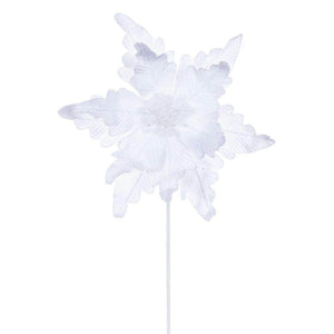 20" White Deluxe Velvet Poinsettia Artificial Spray (3 Pack) 1