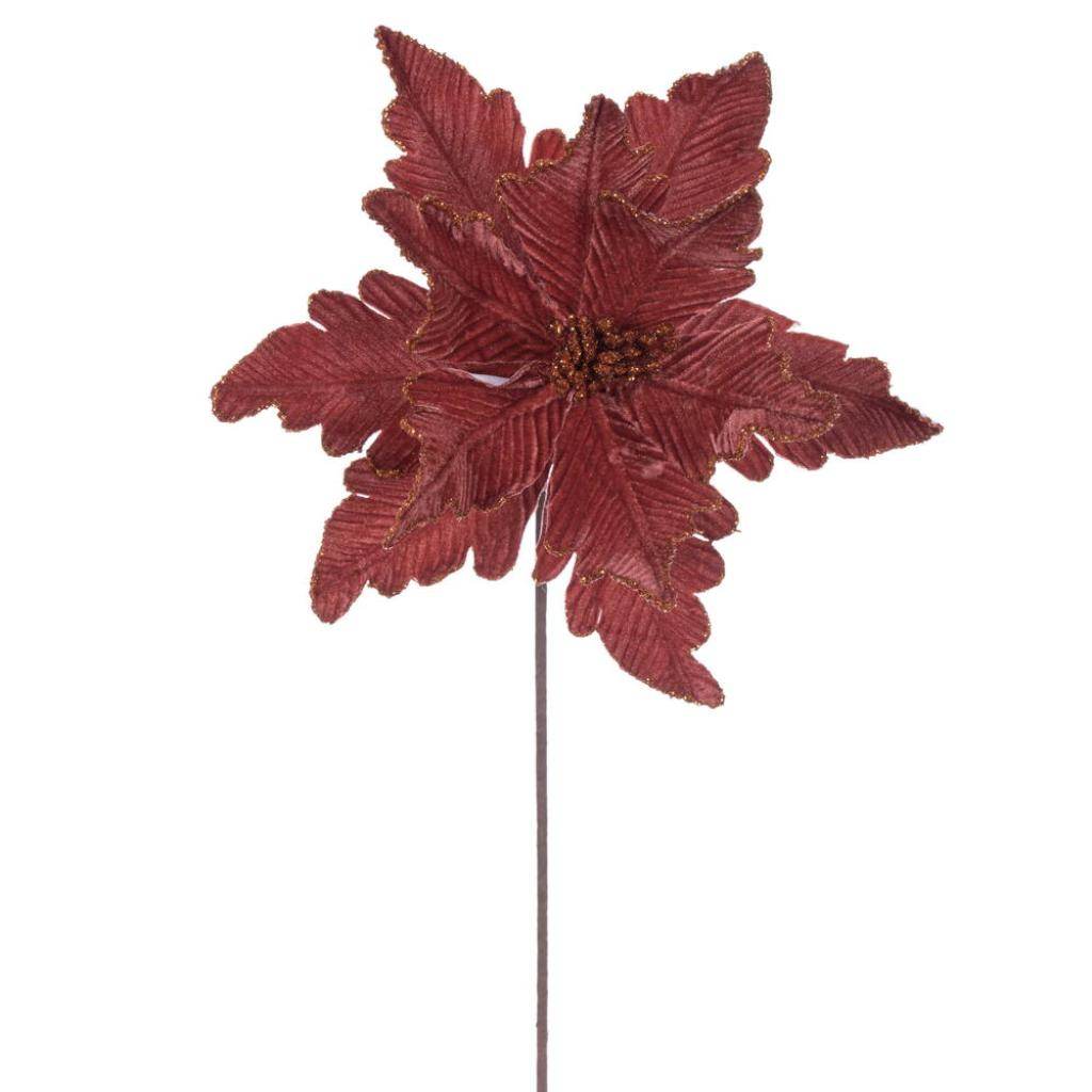 20" Burnish Orange Deluxe Velvet Poinsettia Artificial Spray (3 Pack) 1