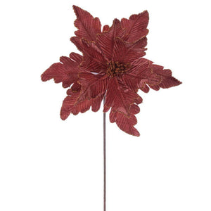 20" Burnish Orange Deluxe Velvet Poinsettia Artificial Spray (3 Pack) 1