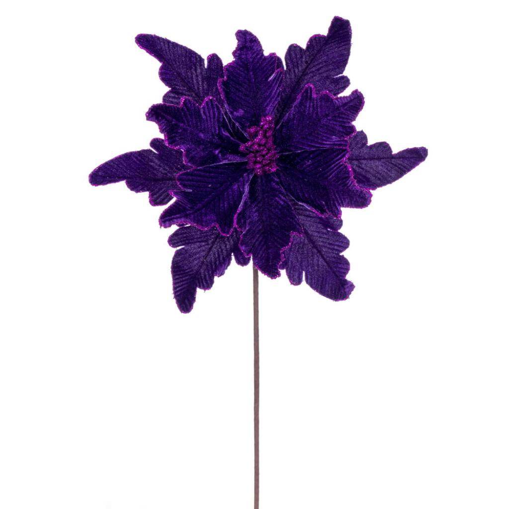 20" Plum Deluxe Velvet Poinsettia Artificial Spray (3 Pack) 1