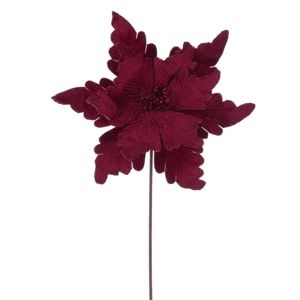 20" Burgundy Deluxe Velvet Poinsettia Artificial Spray (3 Pack) 1