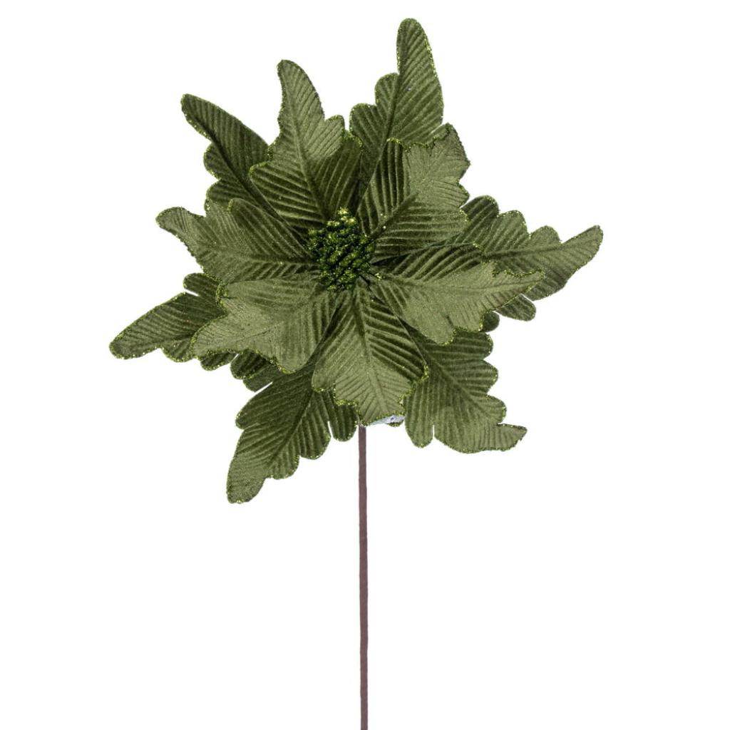20" Lime Deluxe Velvet Poinsettia Artificial Spray (3 Pack) 1