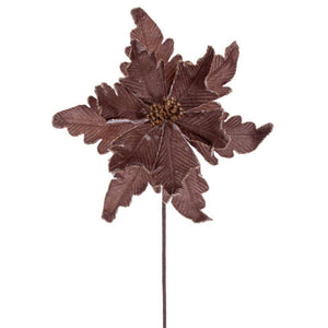 20" Mocha Deluxe Velvet Poinsettia Artificial Spray (3 Pack) 1
