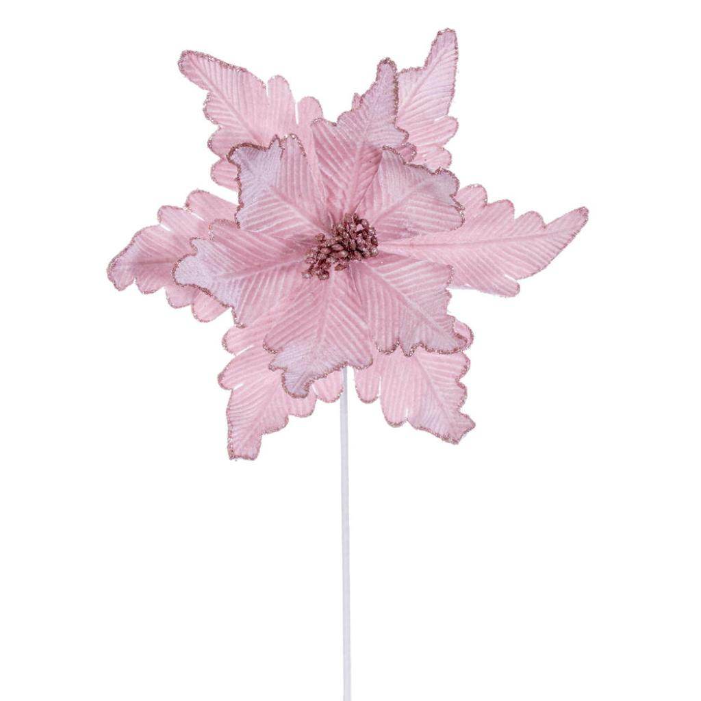20" Pink Deluxe Velvet Poinsettia Artificial Spray (3 Pack) 1