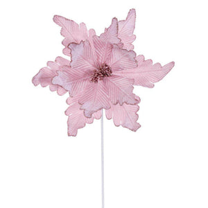 20" Pink Deluxe Velvet Poinsettia Artificial Spray (3 Pack) 1