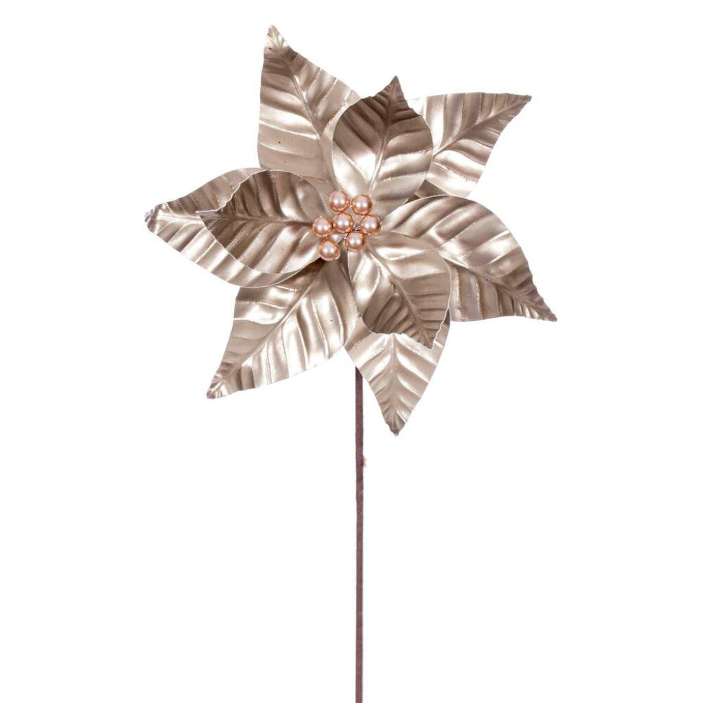 20" Champagne Iridescent Deluxe Velvet Poinsettia Artificial Spray (3 Pack) 1