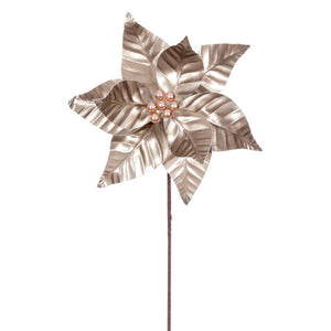 20" Champagne Iridescent Deluxe Velvet Poinsettia Artificial Spray (3 Pack) 1