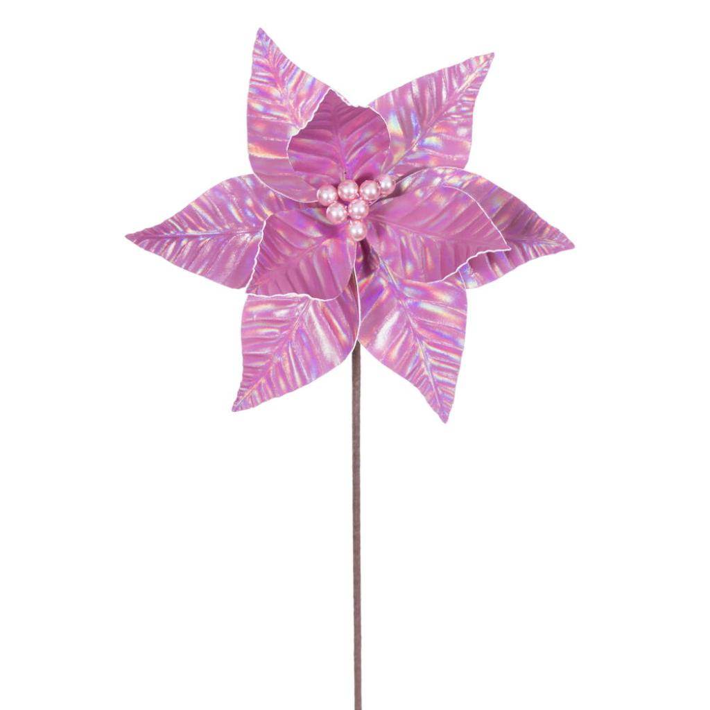 20" Fuchsia Iridescent Deluxe Velvet Poinsettia Artificial Spray (3 Pack) 1