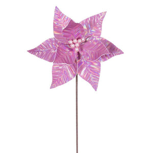 20" Fuchsia Iridescent Deluxe Velvet Poinsettia Artificial Spray (3 Pack) 1