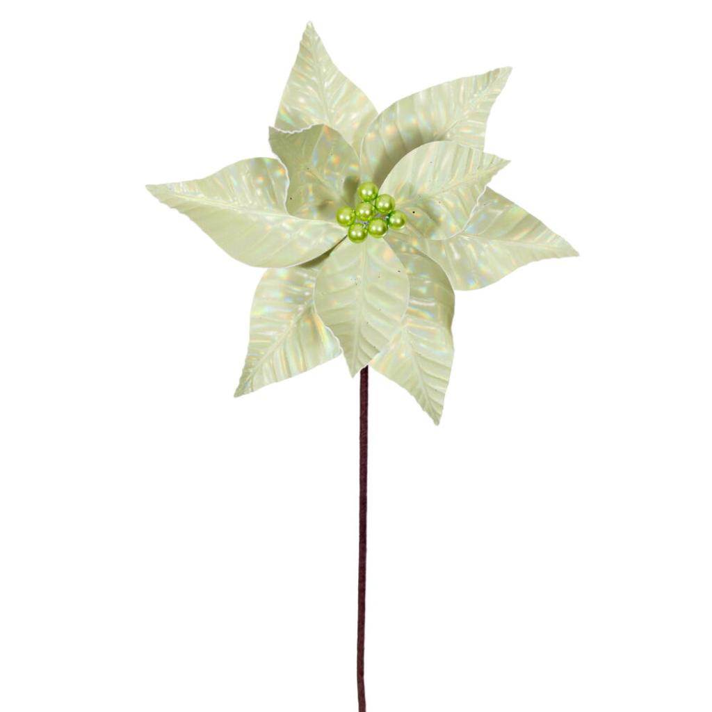 20" Lime Iridescent Deluxe Velvet Poinsettia Artificial Spray (3 Pack) 1