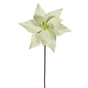 20" Lime Iridescent Deluxe Velvet Poinsettia Artificial Spray (3 Pack) 1