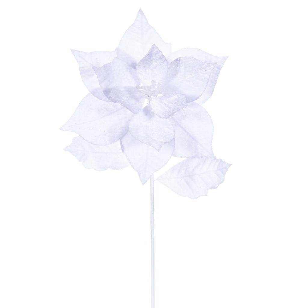 20" White Classic Velvet Poinsettia Artificial Flower Stem (4 Pack) 1
