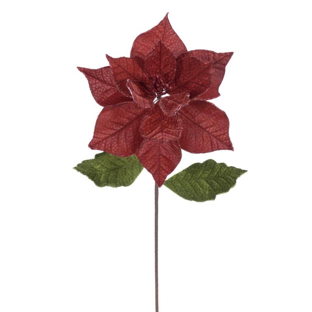 20" Burnish Orange Classic Velvet Poinsettia Artificial Flower Stem (4 Pack) 1