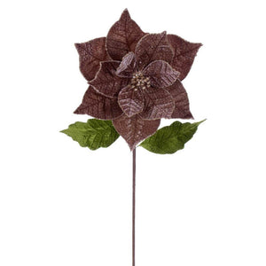 20" Mocha Classic Velvet Poinsettia Artificial Flower Stem (4 Pack) 1