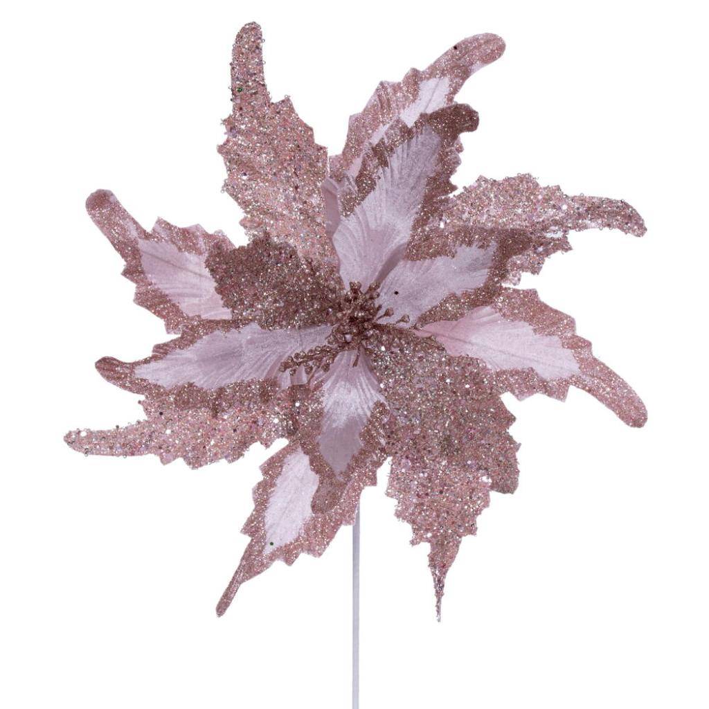 20" Pink Grand Velvet Poinsettia Artificial Flower Stem (2 Pack) 1