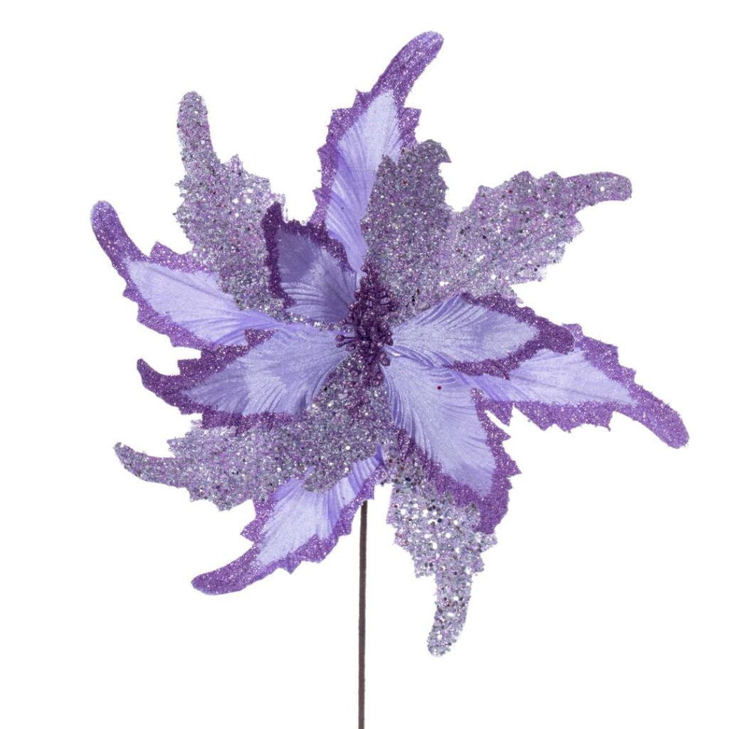 20" Lavender Grand Velvet Poinsettia Artificial Flower Stem (2 Pack) 1