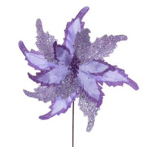 20" Lavender Grand Velvet Poinsettia Artificial Flower Stem (2 Pack) 1