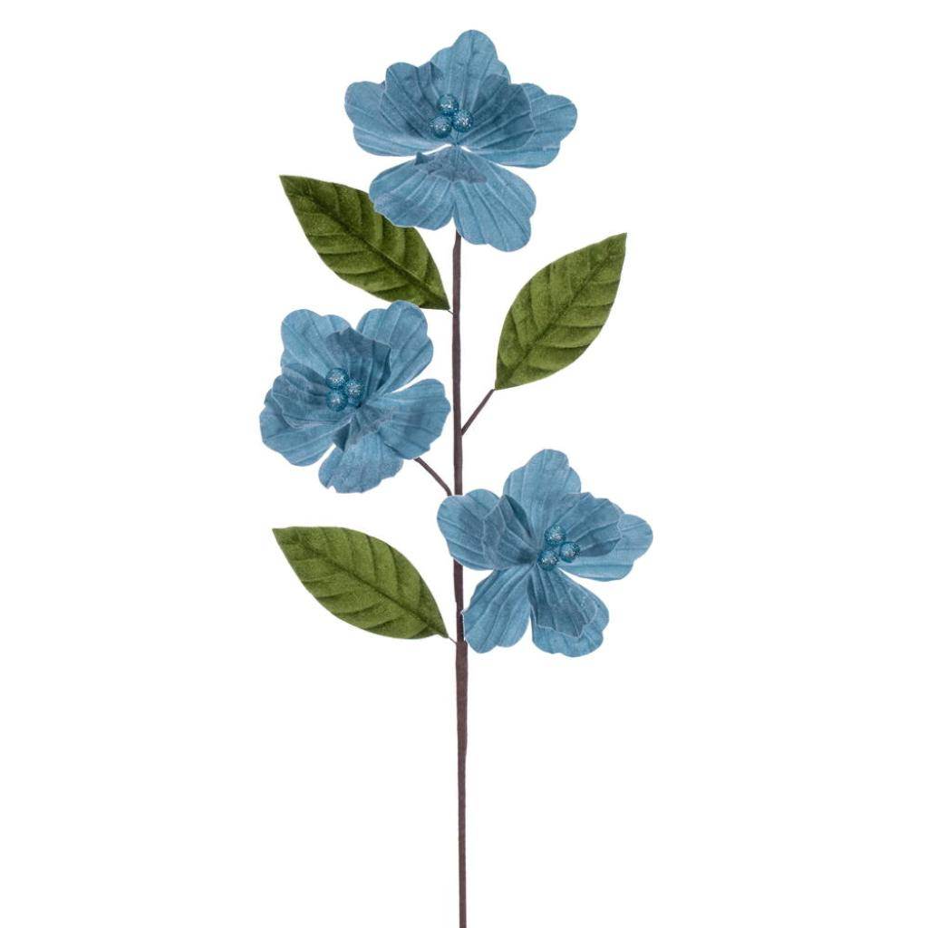 28"  Baby Blue Velvet Amaryllis Artificial Flower Stem (3 Pack) 1