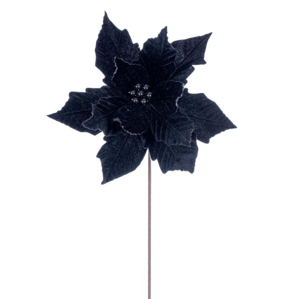 20" Black Velvet Razor Poinsettia Artificial Spray (4 Pack) 1