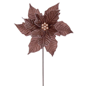 20" Mocha Razor Poinsettia Artificial Spray (4 Pack) 1