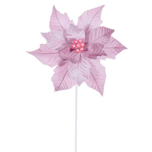 20" Pink Velvet Razor Poinsettia Artificial Spray (4 Pack) 1