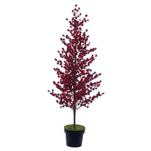 51" Potted Red Berry Artificial Tree 1