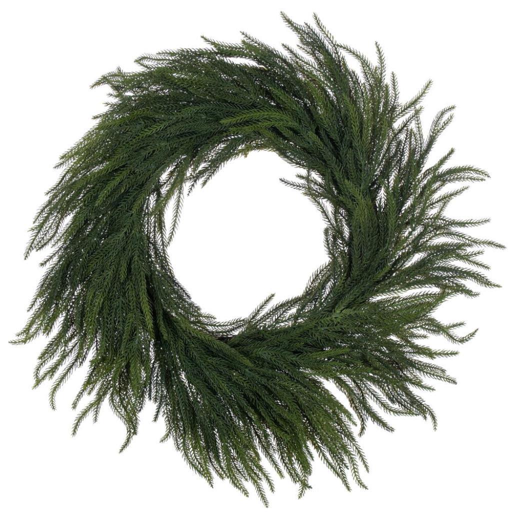 28" Green Norfolk Pine Unlit Artificial Christmas Wreath 1