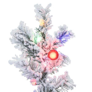 7.5' x 48" Flocked Slim Alaskan 642 Light Multi-Color Artificial Christmas Tree 2
