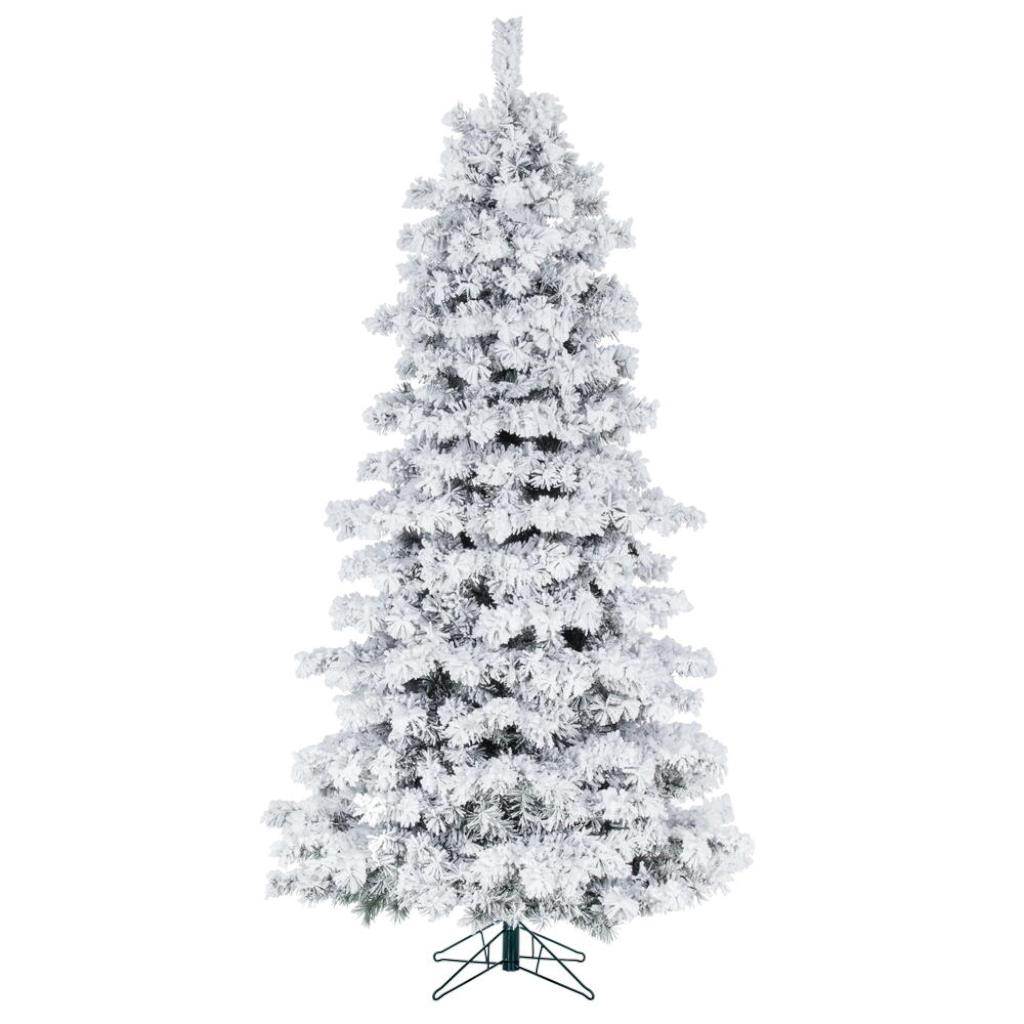 10' x 64" Flocked Slim Alaskan Unlit Artificial Christmas Tree 1
