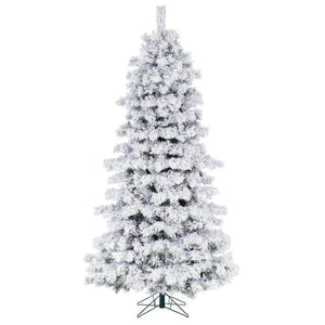 12' x 74" Flocked Slim Alaskan Unlit Artificial Christmas Tree 1