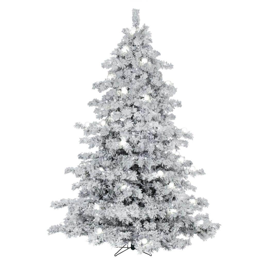 4.5' x 44" Flocked Alaskan Warm White Artificial Christmas Tree 1