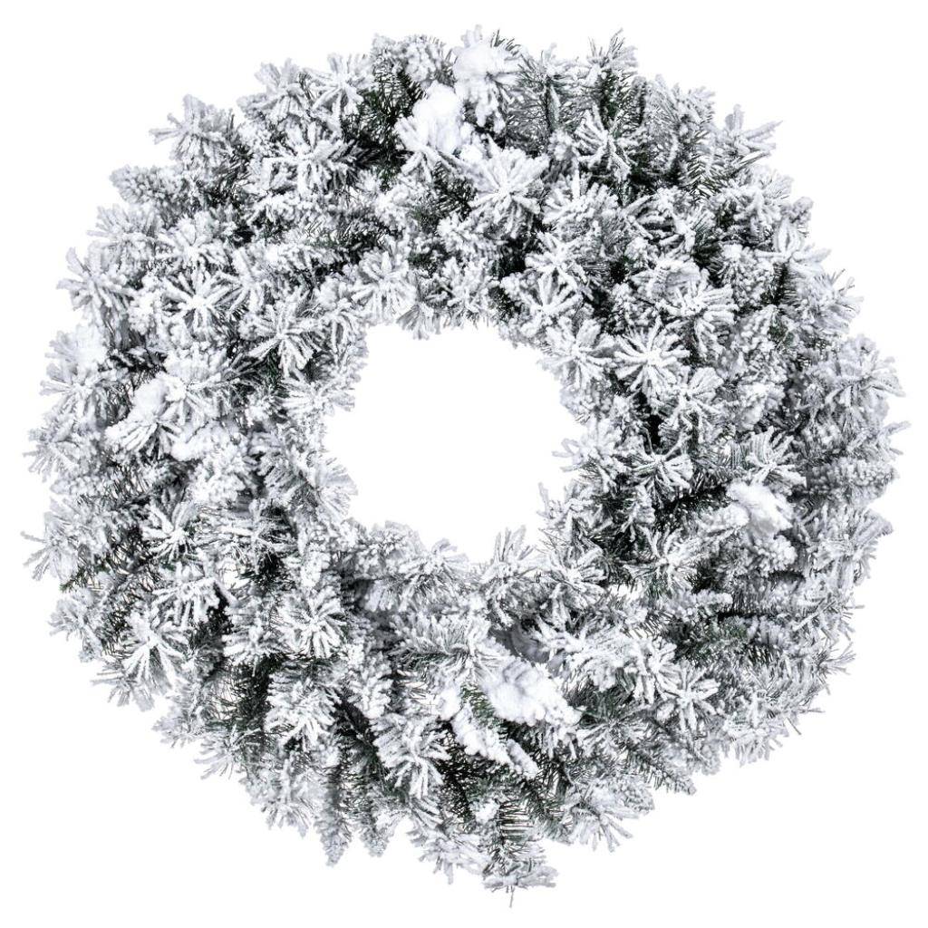 30" Flocked Utica Fir Unlit Artificial Christmas Wreath 1