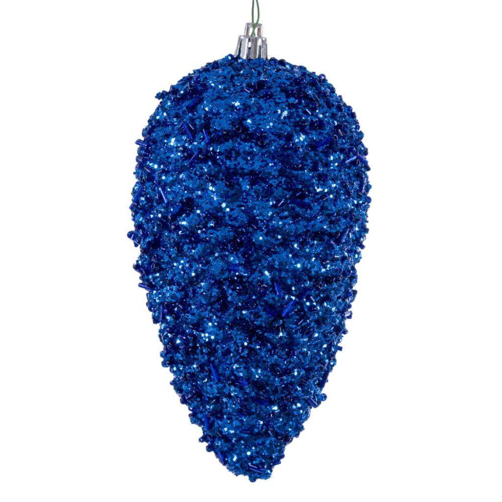7" Blue Glitter Blue Christmas Ornament (4 Pack) 1